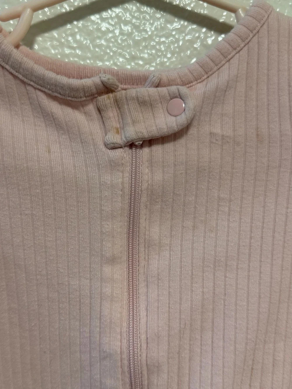 carter’s infant girl pink ribbed footed zipper sleeper